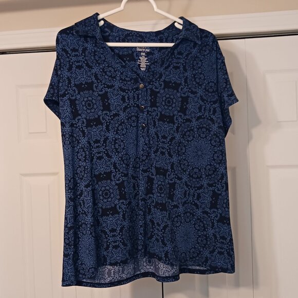 3/$18 - Croft & Barrow Blue/Black Short Sleeve Top Size XXL Petite - Picture 1 of 5